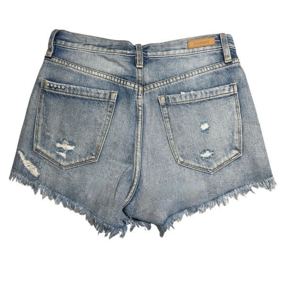 Blank NYC High-Rise Distressed Button Fly Denim Shorts Size 27 Medium Wash - Picture 6 of 6